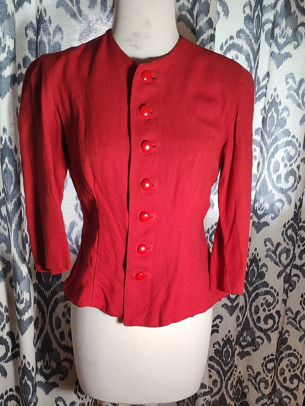 Red Women's Button-Front Jacket, Vintage